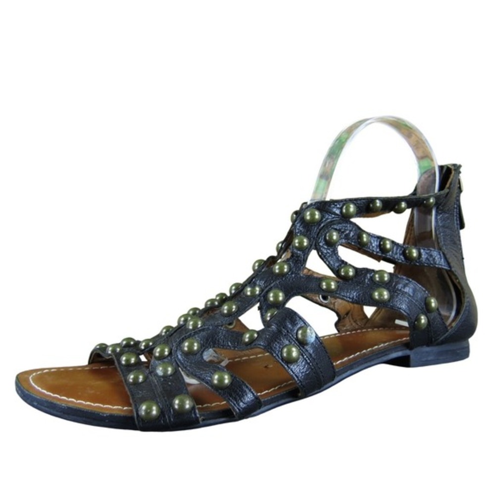 Nine West Women Figurina Gladiator Black Leather‎ Sz 9 Medium Gently Used 2025